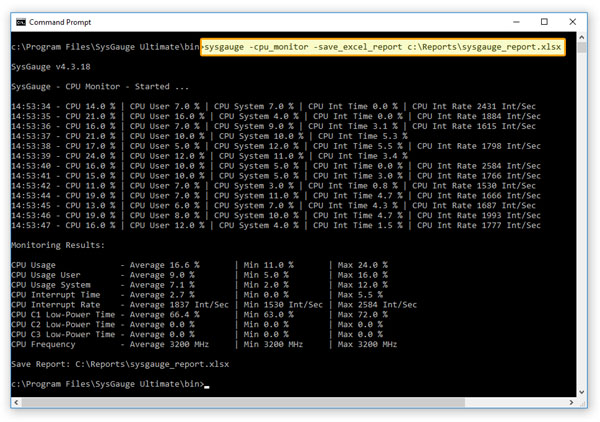 SysGauge Command Line CPU Usage Monitor