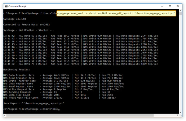 SysGauge Command Line Utility NAS Monitor
