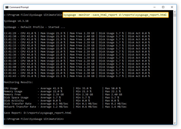 SysGauge Command Line Utility