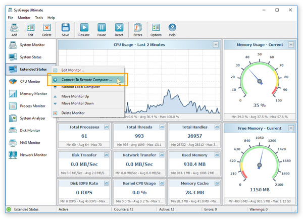 SysGauge Connect To Remote Server