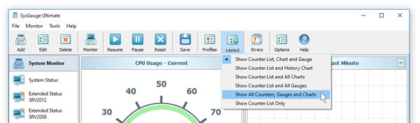 SysGauge GUI Layout Menu