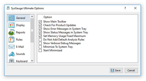SysGauge General Options