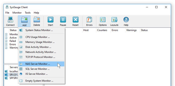 SysGauge Server Add Monitor