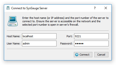 SysGauge Server Connect Dialog